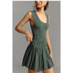 Daily Practice Anthropologie Green Bubble Mini Dress NWT